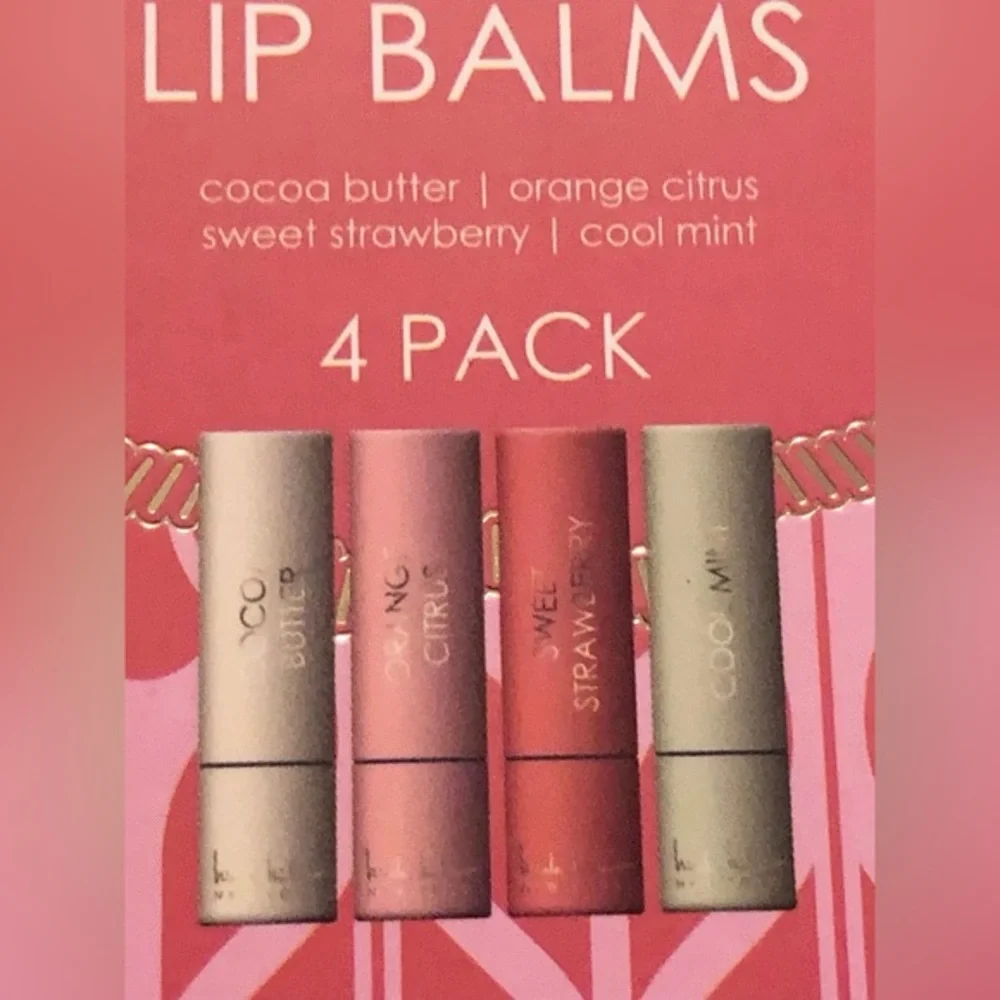 Nicole Miller 5piece 4pack lip balm set in‎ quilted pink case new